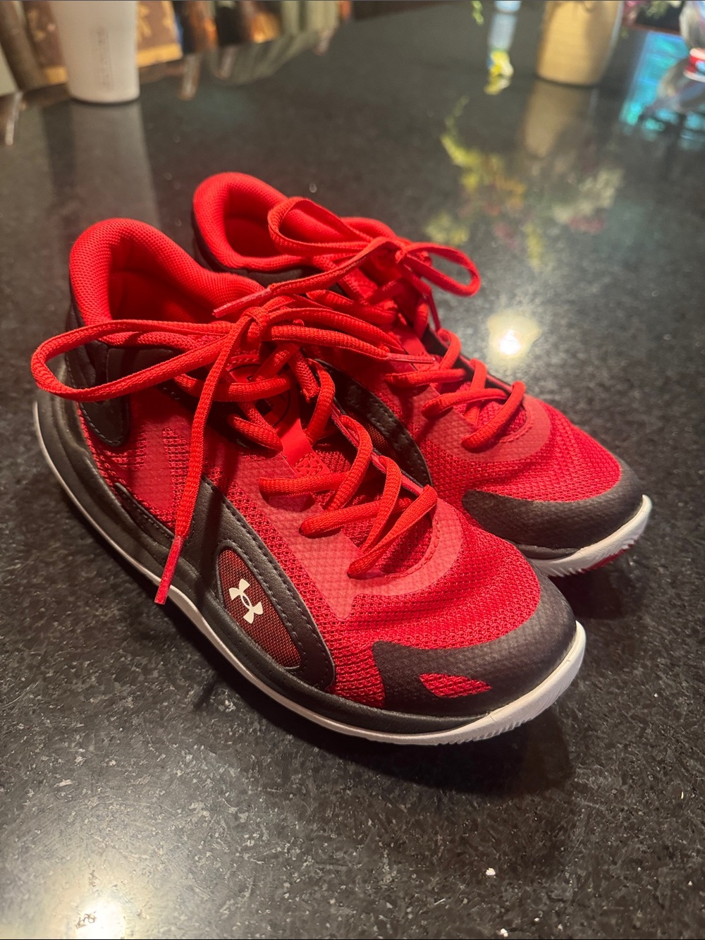 Under Armour Kids Red and Black Athletic Sneakers NWOT